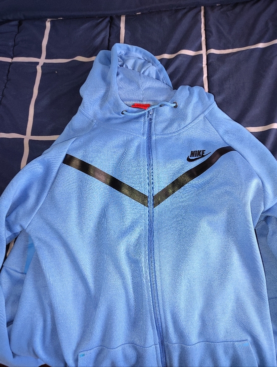 Nike Other - Sweat Suit Nike Light Blue Full-Zip Hoodie with Black Chevron Detail